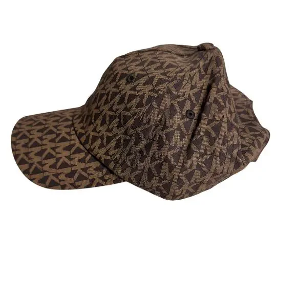 Michael Kors MK Logo Monogram Baseball Cap brown/tan adjustable strap OS - NWT - Picture 5 of 7